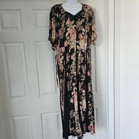 Retro Cottage core whimsigoth vintage floral polka dot a-line dress - Picture 2 of 5